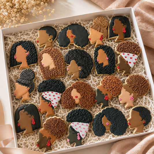 Black Girl Hair Collection – One Dozen Decorated Sugar Cookies