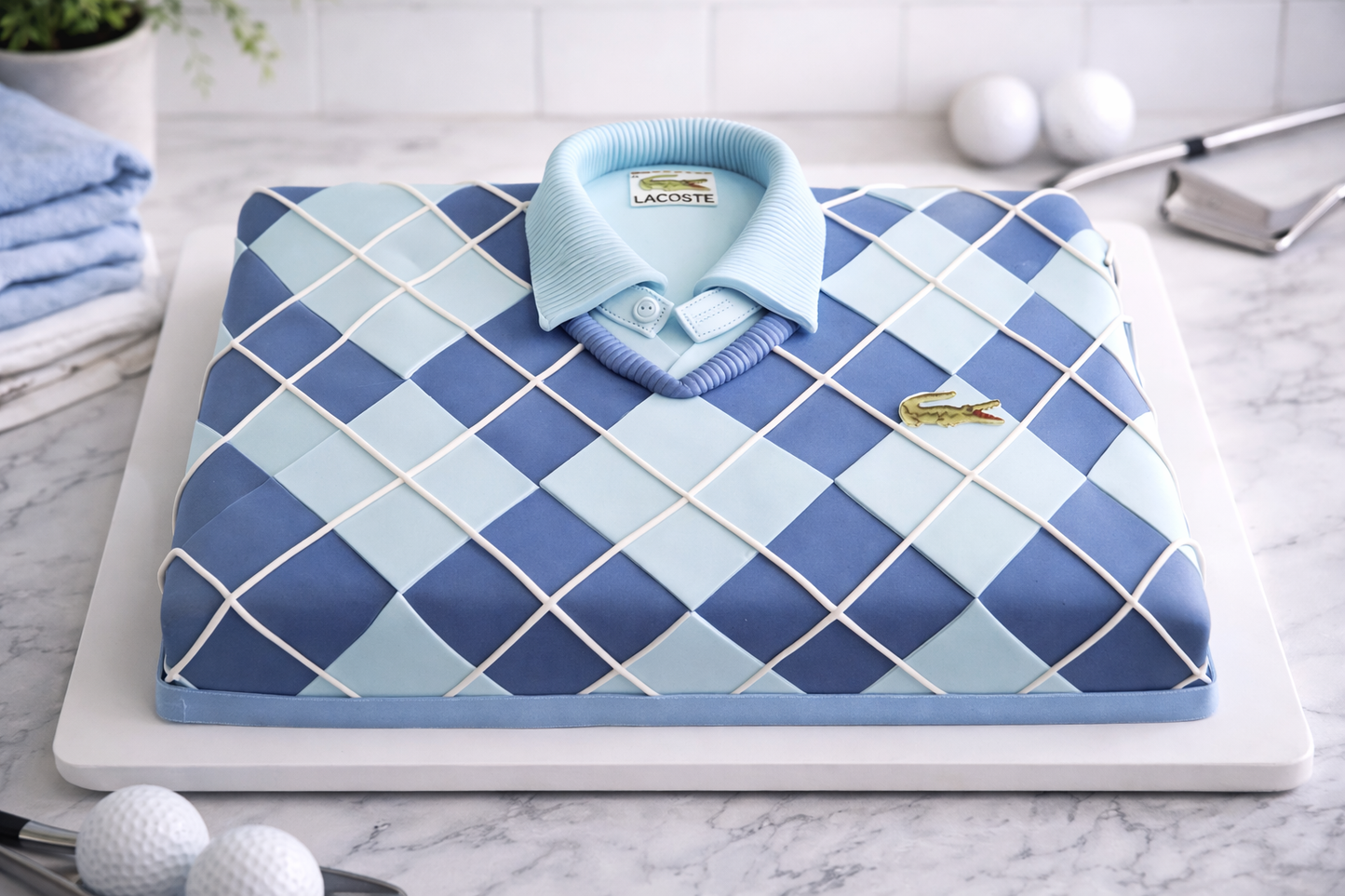 Argyle Polo Sweater Sheet Cake — 1/4 Sheet
