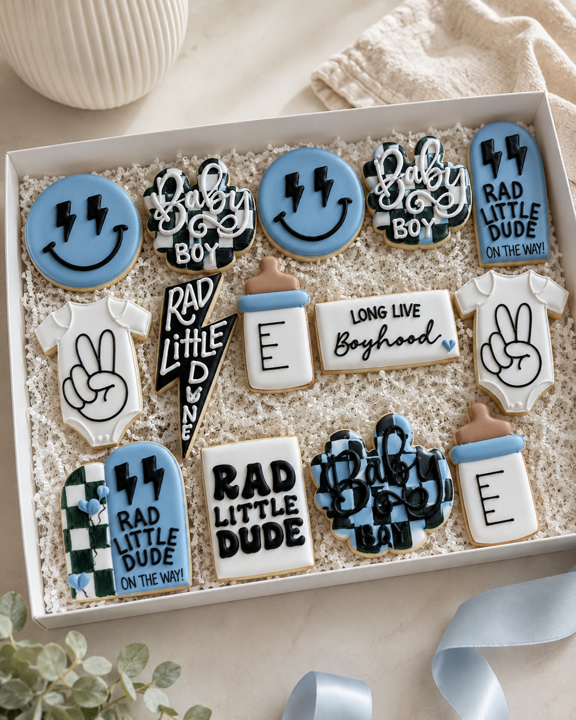 Rad Little Dude Baby Shower Decorated Sugar Cookies