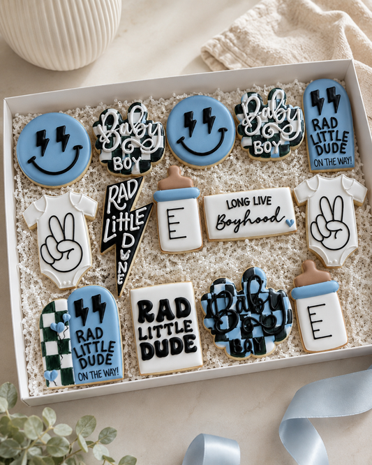Rad Little Dude Baby Shower Decorated Sugar Cookies