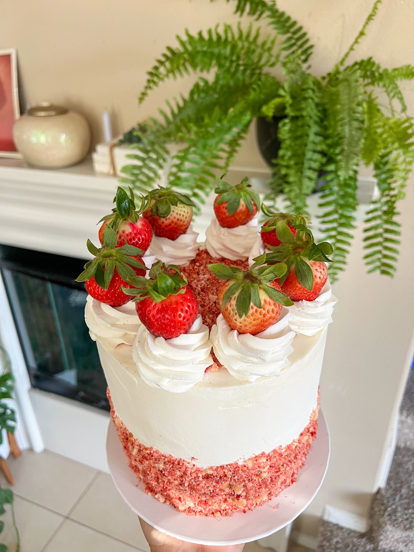 Strawberry Crunch Delight Cake
