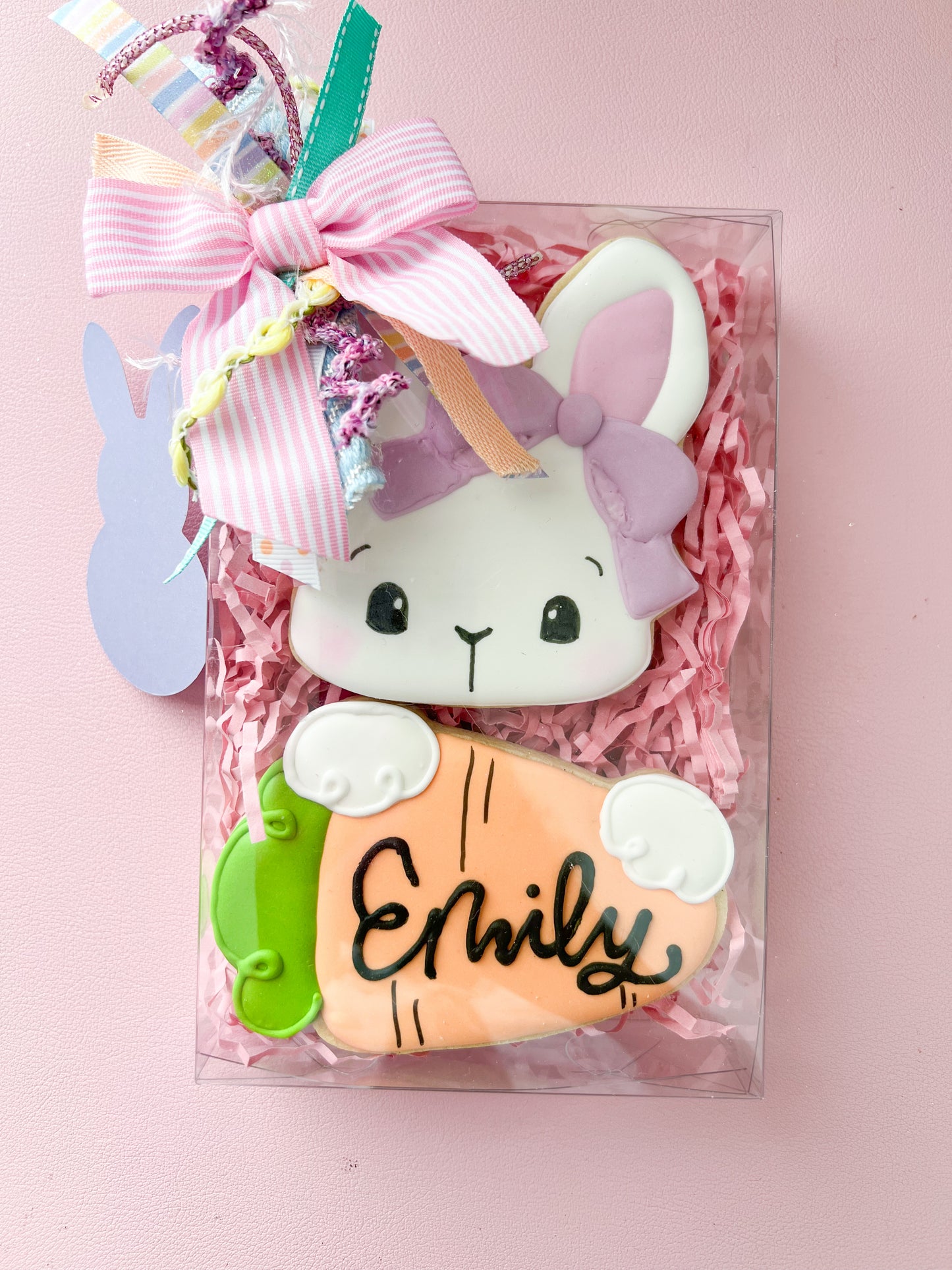 Personalized 2 Piece Easter Bunny Cookies (Girl)