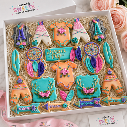 Boho Dream Baby Shower Decorated Sugar Cookies