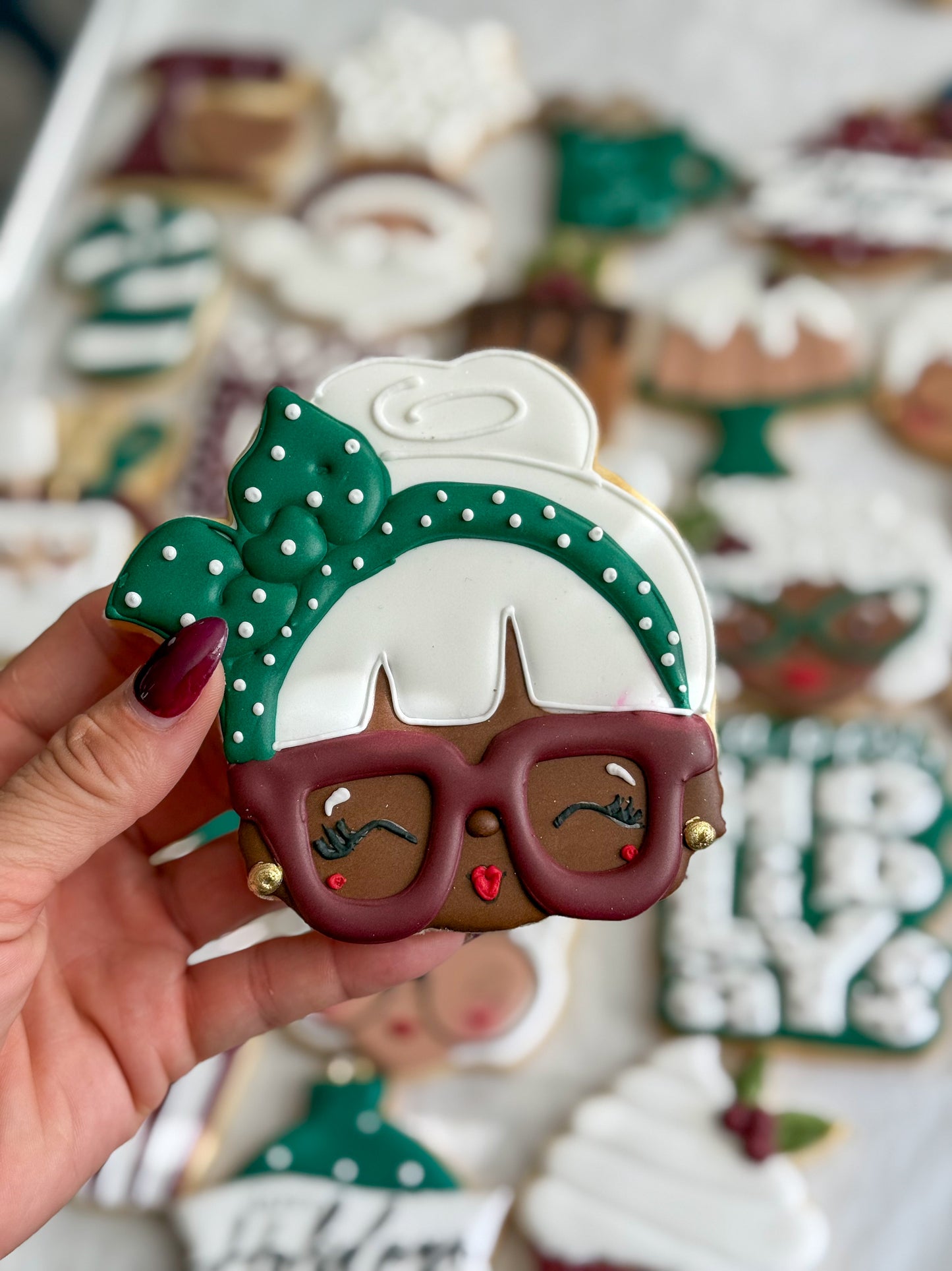 Decorated Sugar Cookies Mrs. Claus Holiday Edition