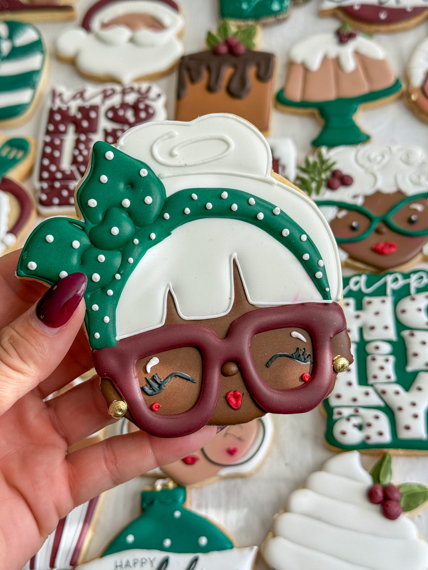 Decorated Sugar Cookies Mrs. Claus Holiday Edition