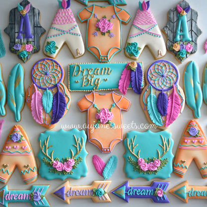 Boho Dream Baby Shower Decorated Sugar Cookies