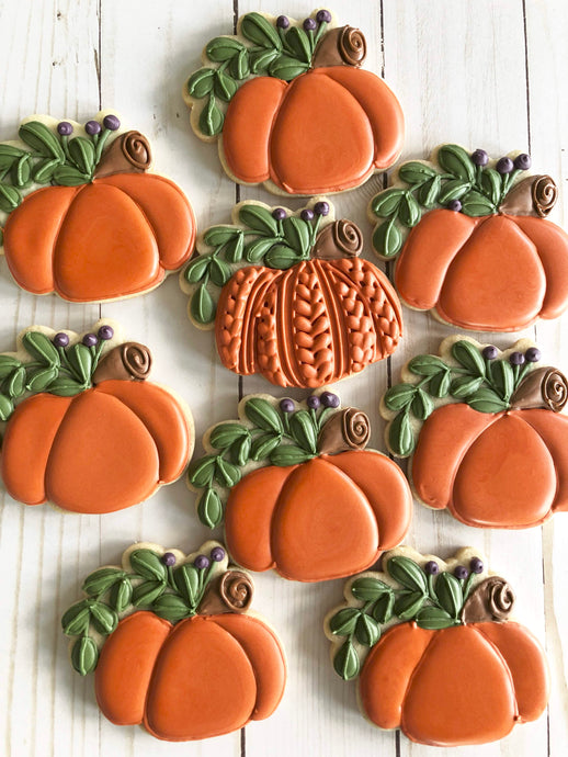 Harvest Pumpkin Decorated Sugar Cookies -(12 Count)