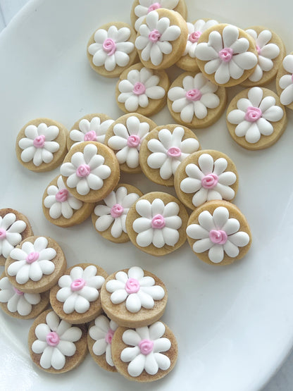 Mini Daisy Cookie Pouch - Mini Cookies - Mini Flower Cookies