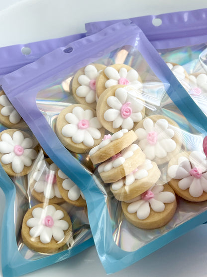 Mini Daisy Cookie Pouch - Mini Cookies - Mini Flower Cookies