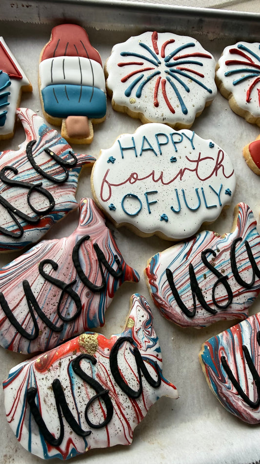 Fourth of July Hand Decorated Sugar Cookies