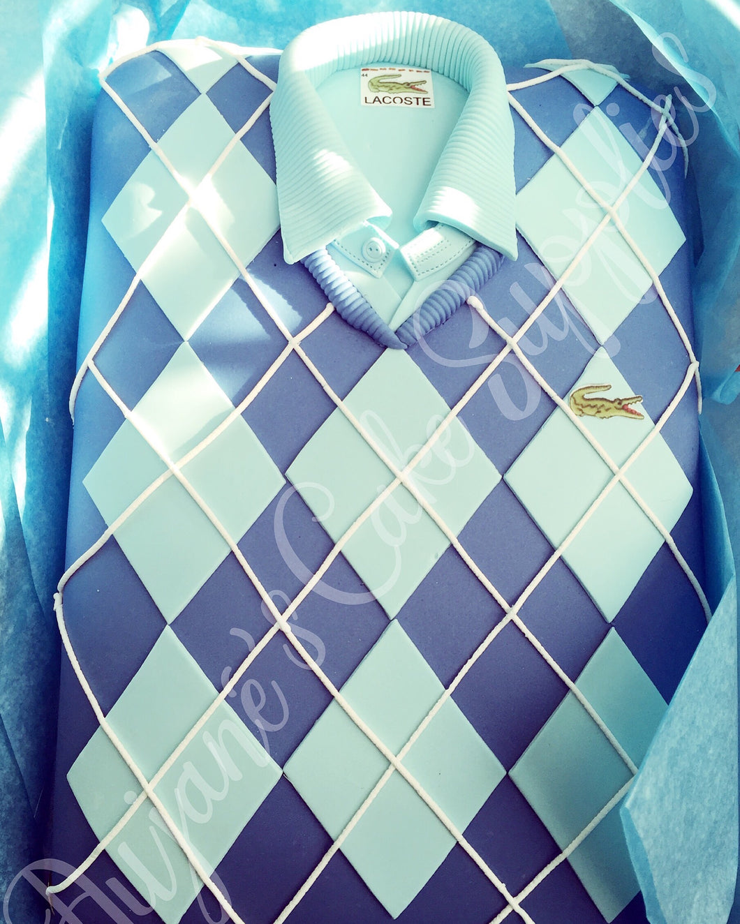 Argyle Polo Sweater Sheet Cake — 1/4 Sheet