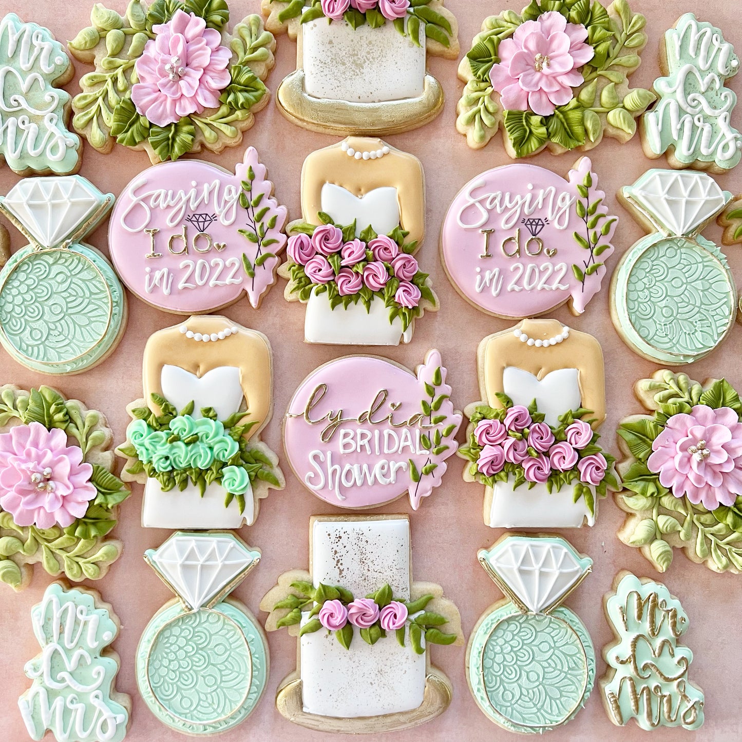 Elegant Bridal Shower Decorated Sugar Cookies