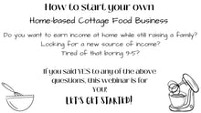 Load image into Gallery viewer, One-on-One Business Coaching &quot;Becoming a CFO Cottage Food Operator in YOUR County, USA&quot;