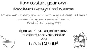 One-on-One Business Coaching "Becoming a CFO Cottage Food Operator in YOUR County, USA"