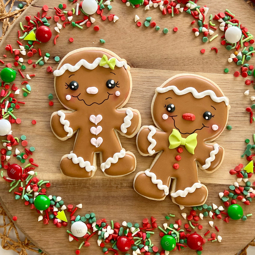 Gingerbread Boy & Girl Decorated Christmas Cookies